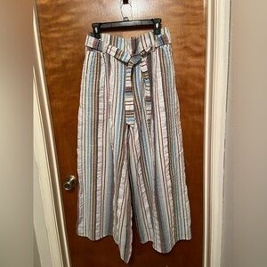 Seersucker Striped Wide leg Pants